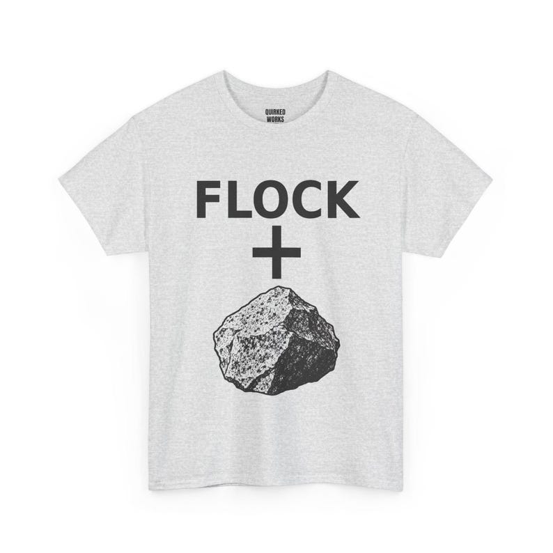 Flock + Rock Black and White Graphic Shirt, Funny Anti Surveillance Protest Tee: Anti Flock Camera, ALPR License Plate Reader, Privacy image 4