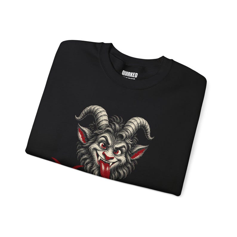 Dark Christmas Sweatshirt for Her or Him, Krampus Made Me Do It Crewneck, Santa's Other List Back Print image 3