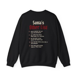 Dark Christmas Sweatshirt for Her or Him, Krampus Made Me Do It Crewneck, Santa's Other List Back Print image 2