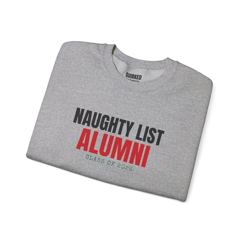 Bluza z kapturem dla absolwentów Naughty List, świąteczny okrągły dekolt, prezent świąteczny dla niej lub dla niego, strój na imprezę świąteczną, rodzinne dopasowanie świąteczne zdjęcie 8