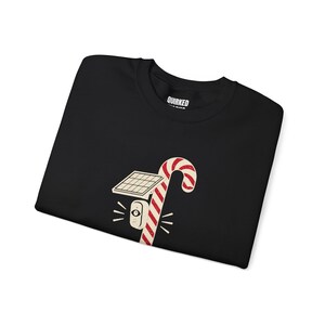 Christmas Sweatshirt for Her or Him, Santa Isn't the Only One Watching Crewneck, Candy Cane Camera Pole image 2