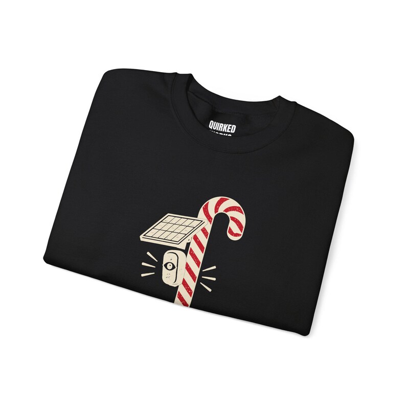 Christmas Sweatshirt for Her or Him, Santa Isn't the Only One Watching Crewneck, Candy Cane Camera Pole image 2
