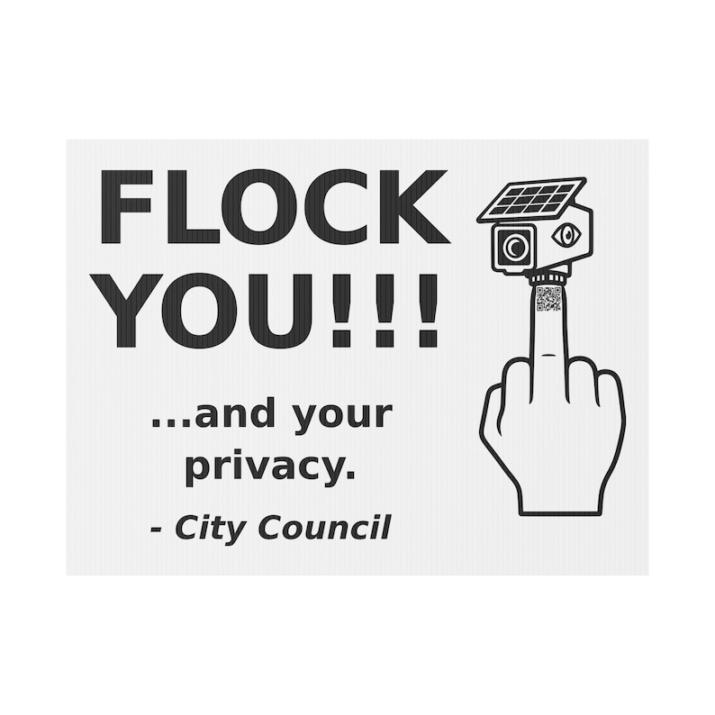 Panneau humoristique anti-surveillance pour jardin, 61 x 46 cm : Protégez-vous et votre vie privée ! Panneau anti-caméras et lecteur de plaques d'immatriculation ALPR avec piquet. image 1