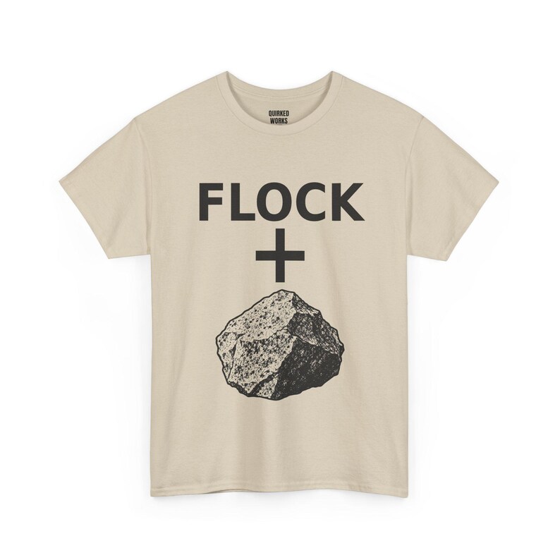 Flock + Rock Black and White Graphic Shirt, Funny Anti Surveillance Protest Tee: Anti Flock Camera, ALPR License Plate Reader, Privacy image 5