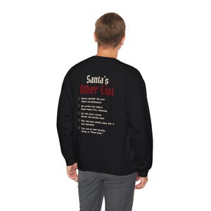 Dark Christmas Sweatshirt for Her or Him, Krampus Made Me Do It Crewneck, Santa's Other List Back Print image 7
