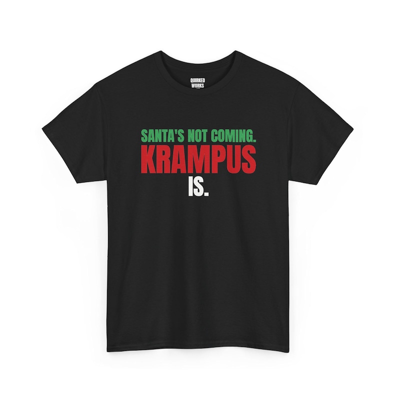 „Der Weihnachtsmann kommt nicht, Krampus kommt“-Shirt, lustiges Weihnachts-T-Shirt, Weihnachtsgeschenk für Sie oder Ihn, Outfit für die Weihnachtsfeier, Partnerlook für die ganze Familie Bild 1