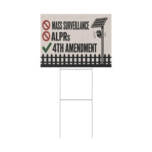 Vintage tuinbord met schuttingmotief, 24x18 cm met paal: Geen massasurveillance, bord ter ondersteuning van het 4e amendement, anti-ALPR kentekenplaatlezer afbeelding 3