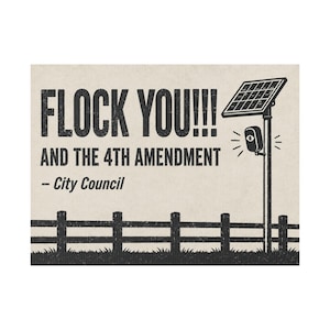 Panneau de protestation vintage pour clôture de ranch, 61 x 46 cm avec piquet : « FLOCK YOU » et le 4e amendement. Caméra anti-effraction, LAPI, anti-surveillance. image 1