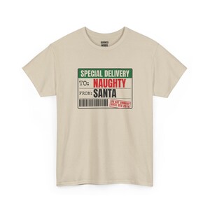 To Naughty From Santa Special Delivery Shirt, Funny Christmas Tee, Holiday Gift for Her or Him, Xmas Party Outfit, Family Christmas Matching image 5