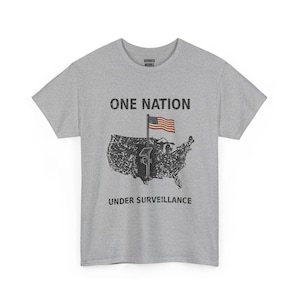 „Eine Nation unter Überwachung“-Shirt, Vintage-T-Shirt mit USA-Karte: Protest-Shirt gegen Überwachung, gegen Überwachungskameras, gegen automatische Kennzeichenerkennung und Datenschutz Bild 5