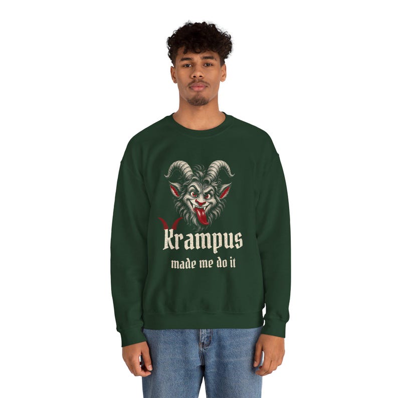 Dark Christmas Sweatshirt for Her or Him, Krampus Made Me Do It Crewneck, Santa's Other List Back Print image 6