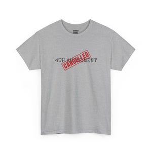 T-shirt met de tekst "4th Amendment Cancelled", protestshirt met rode stempel: Vierde Amendement, anti-surveillance, Grondwet, Burgerlijke Vrijheden afbeelding 6