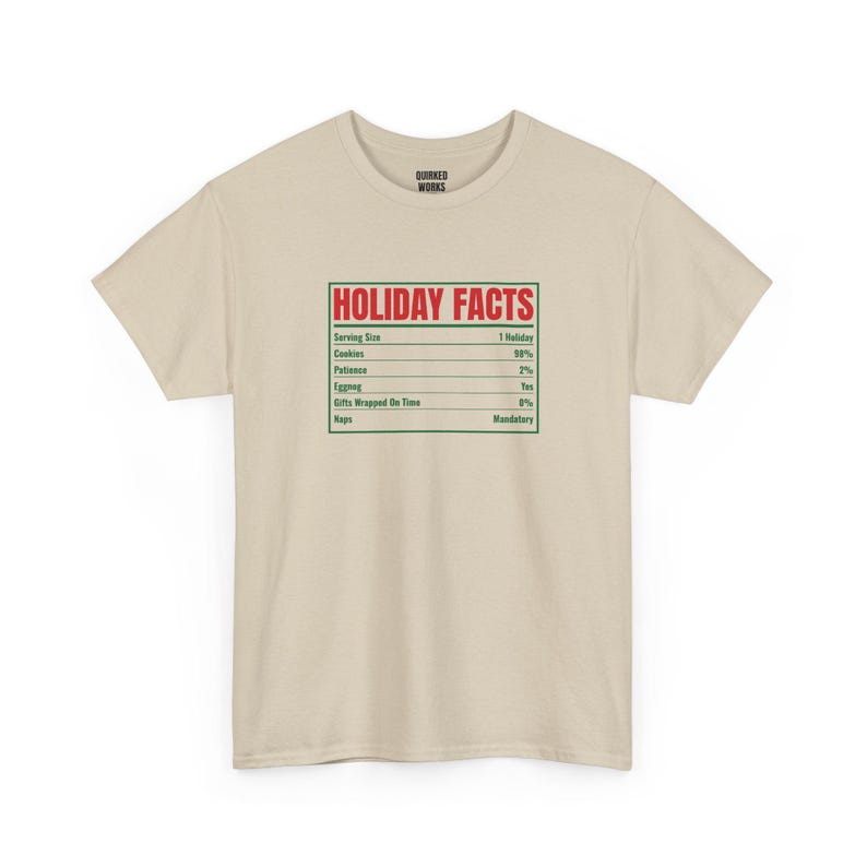 Maglietta con etichetta nutrizionale e informazioni sulle vacanze, maglietta natalizia divertente, regalo di Natale per lei o per lui, abbigliamento per feste di Natale, abbigliamento natalizio coordinato per tutta la famiglia immagine 5