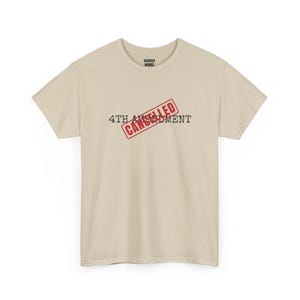 T-shirt met de tekst "4th Amendment Cancelled", protestshirt met rode stempel: Vierde Amendement, anti-surveillance, Grondwet, Burgerlijke Vrijheden afbeelding 5