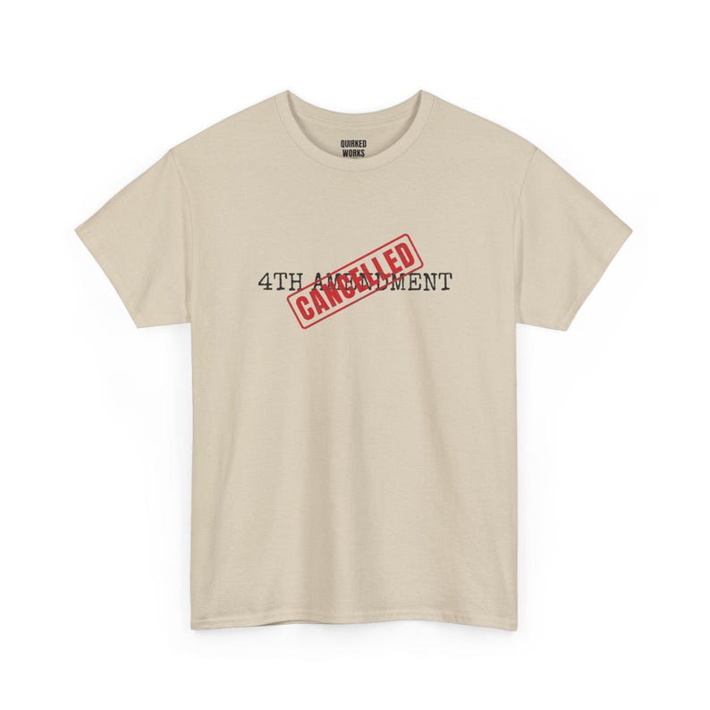 T-shirt met de tekst "4th Amendment Cancelled", protestshirt met rode stempel: Vierde Amendement, anti-surveillance, Grondwet, Burgerlijke Vrijheden afbeelding 5
