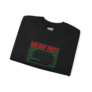 Sweatshirt met voedingswaarde-etiket en feestelijke print, kersttrui met ronde hals, kerstcadeau voor hem of haar, outfit voor een kerstfeest, bijpassende kerstoutfit voor het hele gezin afbeelding 4