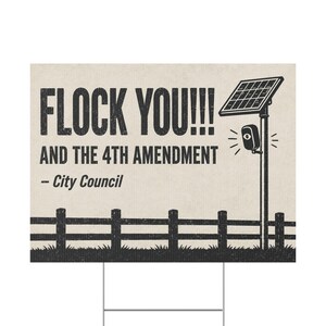 Panneau de protestation vintage pour clôture de ranch, 61 x 46 cm avec piquet : « FLOCK YOU » et le 4e amendement. Caméra anti-effraction, LAPI, anti-surveillance. image 2