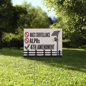 No Mass Surveillance Yard Sign 24x18 | Anti ALPR Camera Vintage Ranch Print | 4th Amendment Lawn Sign w Stake image 5
