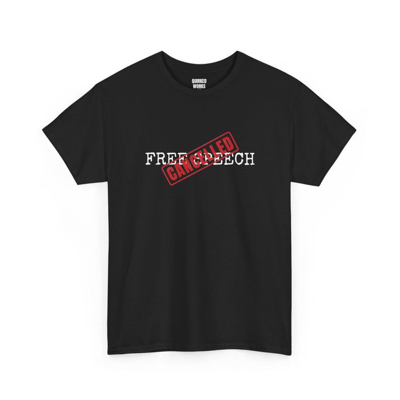 Maglietta "Libertà di parola cancellata", maglietta di protesta con timbro rosso: Primo Emendamento, Anti-censura, Libertà civili, Maglietta politica divertente immagine 1