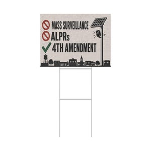 Cartel de jardín vintage para privacidad en un pueblo pequeño, 24x18 con estaca: No a la vigilancia masiva, cartel de la Cuarta Enmienda, anti-lector de matrículas ALPR imagen 3