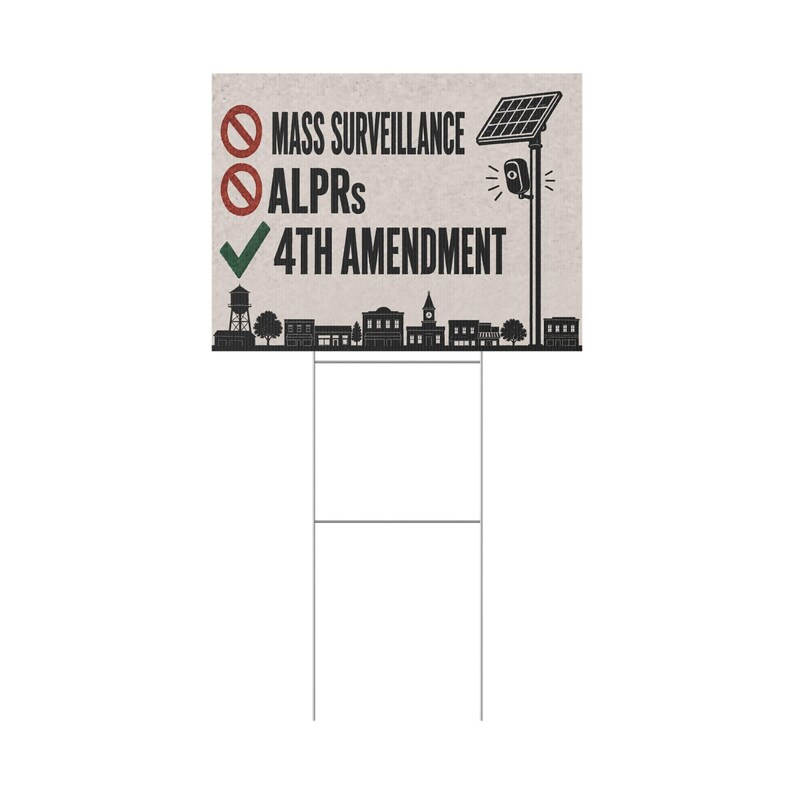 Cartel de jardín vintage para privacidad en un pueblo pequeño, 24x18 con estaca: No a la vigilancia masiva, cartel de la Cuarta Enmienda, anti-lector de matrículas ALPR imagen 3