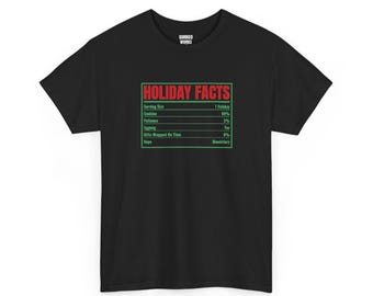 Holiday Facts Nutrition Label Shirt, Funny Christmas Tee, Holiday Gift for Her or Him, Xmas Party Outfit, Family Christmas Matching
