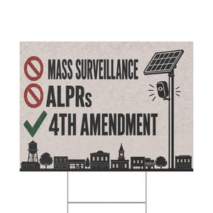 Cartel de jardín vintage para privacidad en un pueblo pequeño, 24x18 con estaca: No a la vigilancia masiva, cartel de la Cuarta Enmienda, anti-lector de matrículas ALPR imagen 2