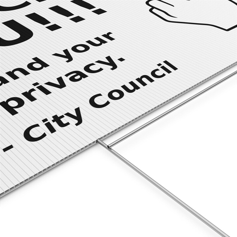 Panneau humoristique anti-surveillance pour jardin, 61 x 46 cm : Protégez-vous et votre vie privée ! Panneau anti-caméras et lecteur de plaques d'immatriculation ALPR avec piquet. image 4
