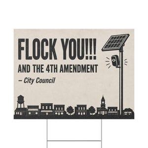 Vintage Small Town Protest Yard Sign, 24x18 with Stake: FLOCK YOU and the 4th Amendment. Anti Flock Camera, ALPR, Anti Surveillance image 2