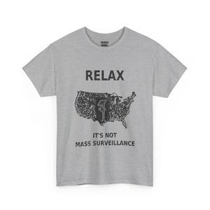 Entspann dich, es ist keine Massenüberwachung – T-Shirt mit witzigem, sarkastischem Protestmotiv: Vintage-USA-Karte, Anti-Flockkamera, ALPR-Datenschutz-Shirt Bild 5