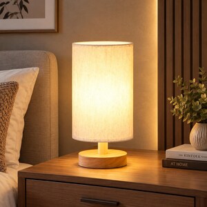 Small Table Lamp for Bedroom, 9 Inch Bedside Lamp, 3000K Warm Light, Inline On Off Switch, Nightstand Lamp, Home Decor