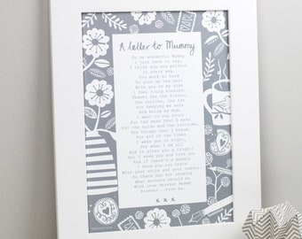 Mummy Poem - Mummy Print - PDF Print - Gift for Mummy - First Mothers Day - 1st Mothers Day - Letter to Mummy - Mothers Day Poem