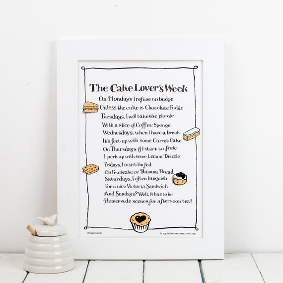 Gift for Cake Lover Cake Poem Cake Lover's Week Etsy