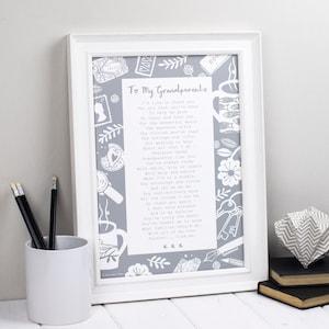 Regalo para abuelos - Impresión en PDF - Carta para abuelos - Regalo para abuelos - Impresión de poema personalizado - Impresión para abuelos