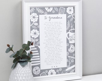 Grandma Poem - PDF Print - Grandmother Gift - Grandma Print - Letter to Grandmother - Gift for Grandma