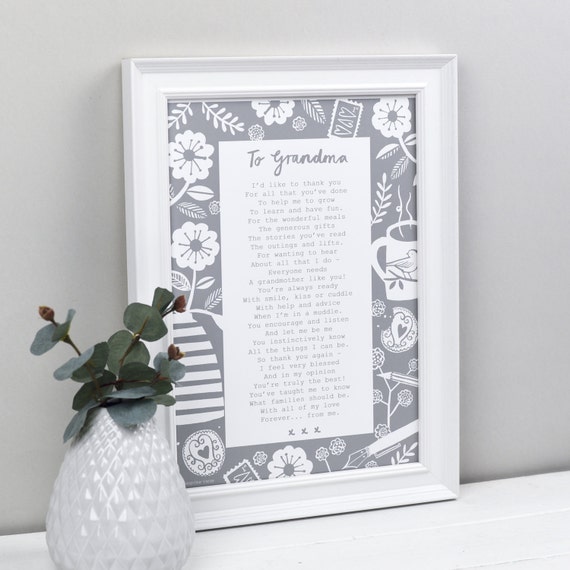 Grandma Poem Grandmother Gift Letter To Grandmother Gift Etsy