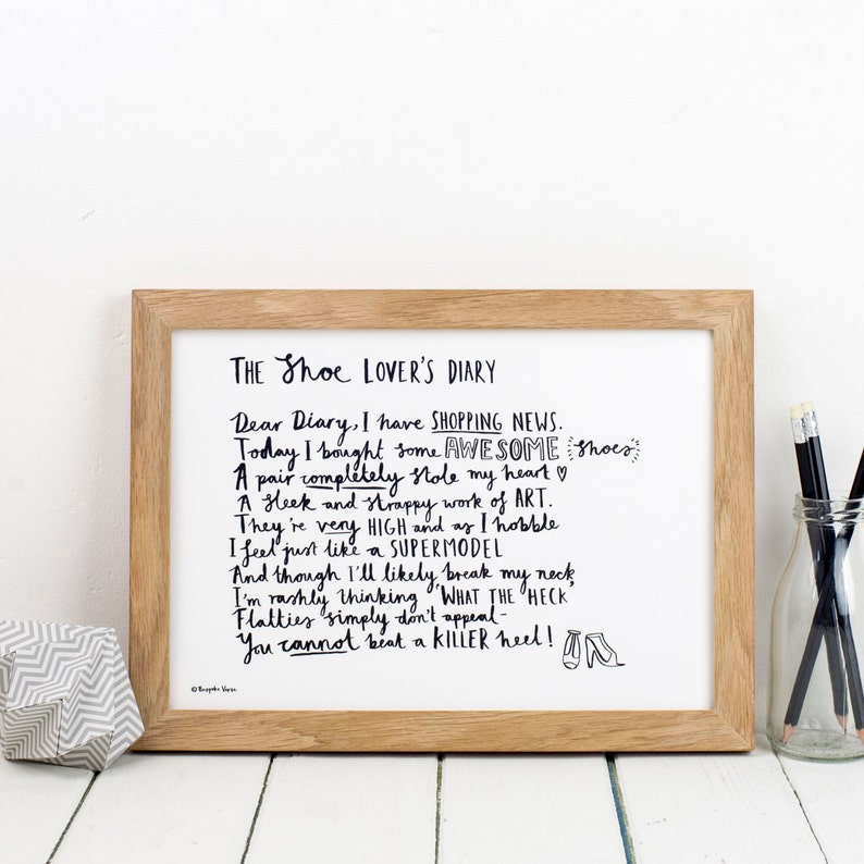 Gift For Shoe Lover Shoe Lover Poem Best Friend Gift Etsy