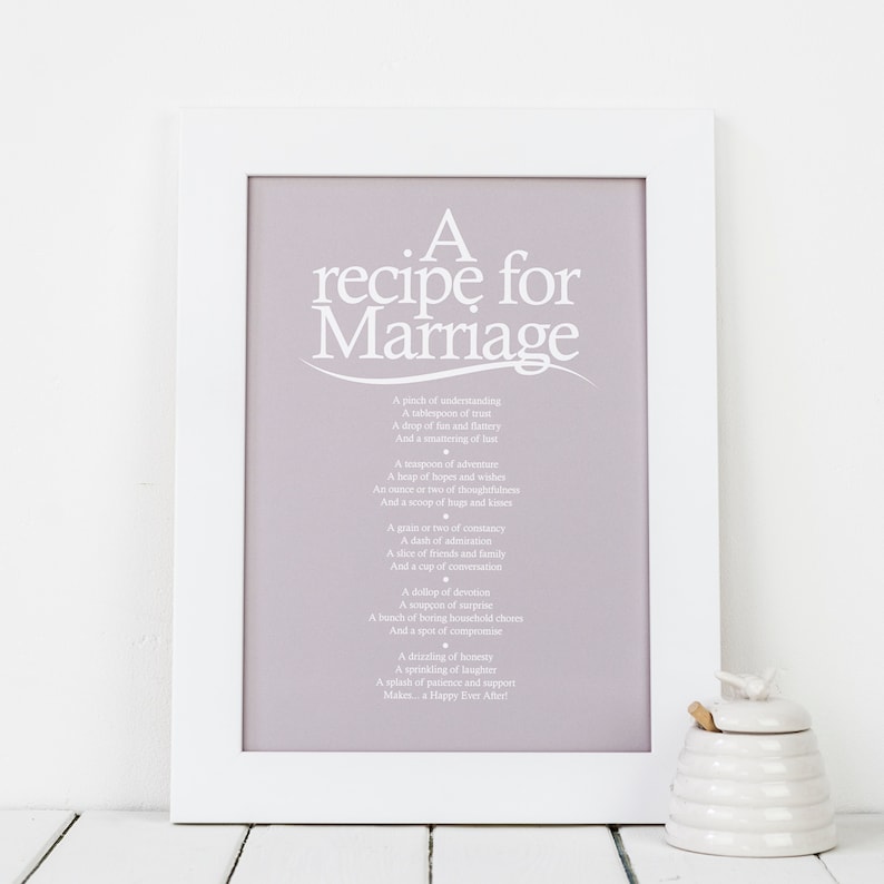 Wedding Gift Wedding Print PDF Print Recipe for Marriage - Etsy UK