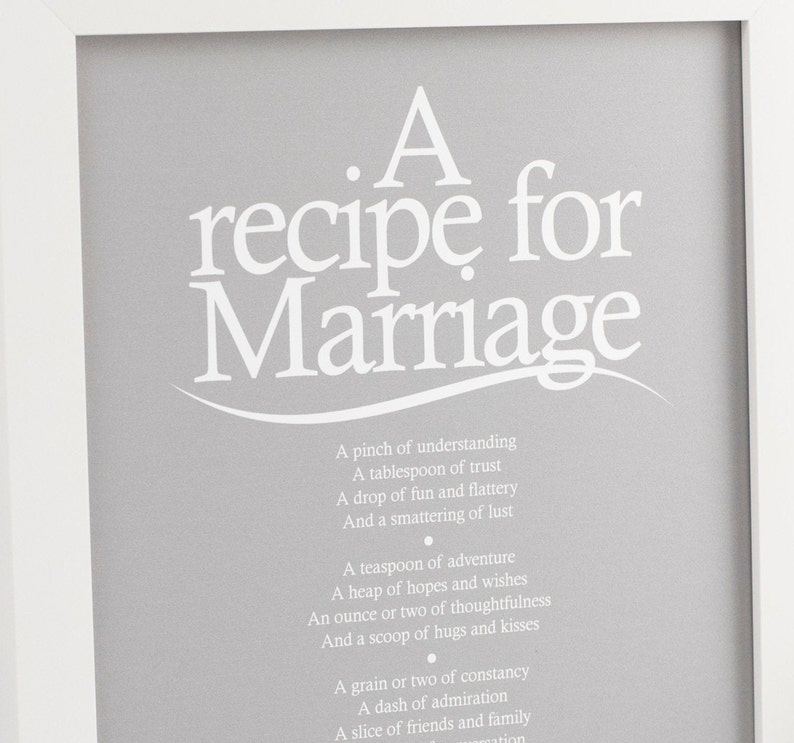 Wedding Gift Wedding Print PDF Print Recipe for Marriage - Etsy UK