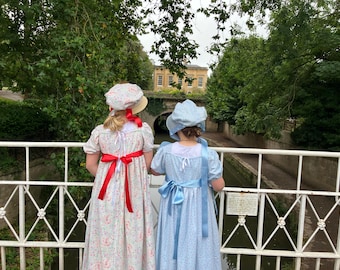 Made to order girl’s Sophia regency dress and optional matching bonnet/Jane Austen Child Costume