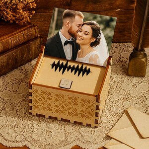 Custom Photo & Name Wooden Music Box,Personalized Gift,Wedding Gift,Engraved Mini Keepsake Box for Birthday,Memory Gift,Anniversary Gift