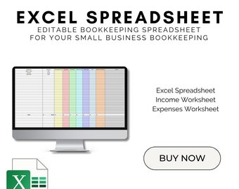 Kalkylblad för bokföring för småföretag: Excel-mall (digital nedladdning)