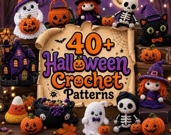 Bundel met meer dan 40 haakpatronen voor Halloween | Spookachtige amigurumi-speeltjes in PDF-formaat (digitale download)
