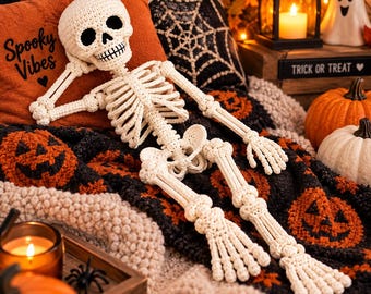 Haakpatroon voor een skelet, Halloween skeletpop, Amigurumi skelet haakpatroon, griezelige Halloween decoratie, digitaal PDF-patroon, PDF