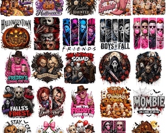 Bundel met meer dan 85 Halloween-horror PNG-afbeeldingen, griezelige seizoens-PNG's, retro Halloween-PNG's, PNG's van horrorfilmfiguren, Halloween-shirtontwerpen, direct te downloaden.