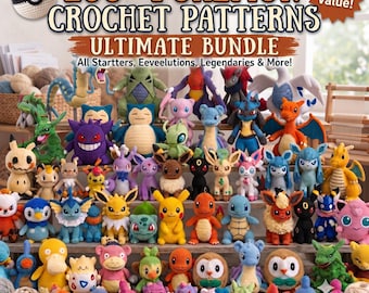 200+ Pokemon-inspired Crochet Pattern Bundle PDF – Mega Amigurumi Pack, Pikachu,dragonite, Eevee, Gengar, Squirtle & More, English Patterns
