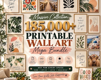 Bundel met meer dan 185.000 muurdecoraties | Esthetische vintage abstracte posters, printbare kunst megacollectie | Commerciële licentie PLR ​​MRR
