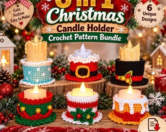 Haakpatroon voor kaarsenhouder, feestelijke kersttheelichthouders (PDF-download)
