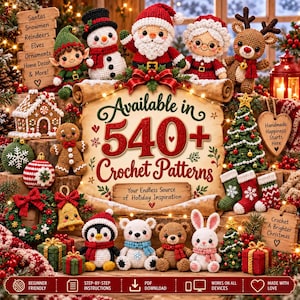 540+ Christmas Crochet Patterns Bundle PDF, Holiday Amigurumi & Festive Decor, Snowman Santa Bell Ornament Pattern, English Instant Download