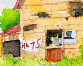 Hat Mouse-  watercolor illustration Stardew Valley watercolor Farm Nintendo print Cute Game Video Game print Gamer wall art watercolor print